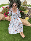 Cream Floral Long Dress