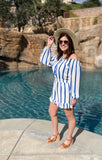 Blue/White Striped Romper