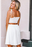 White Smocked Open Back Dress